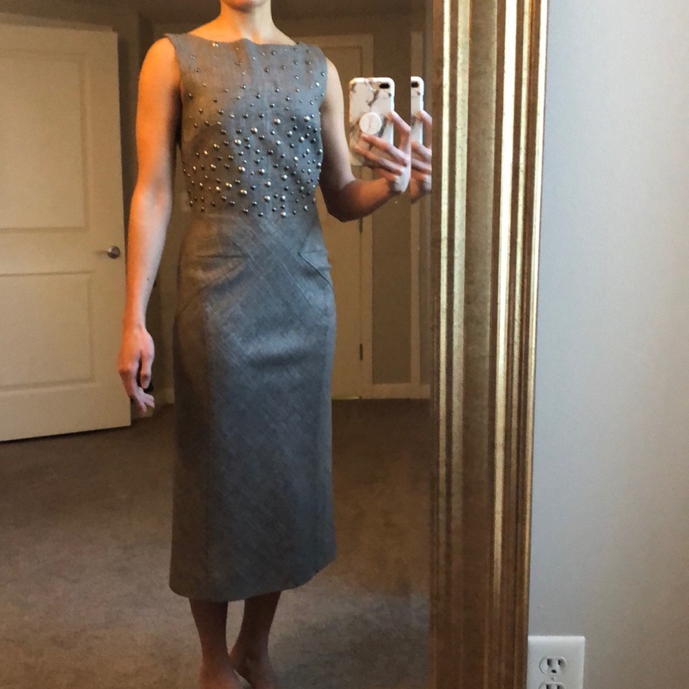 Alberta Ferretti grey fitted midi dress